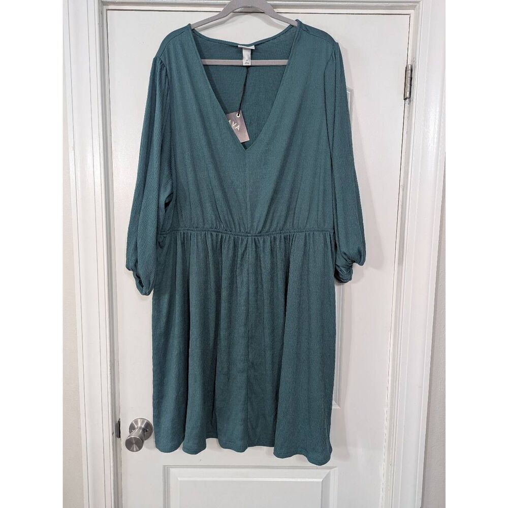 Ava & Viv Teal V-Neck Mini Dress